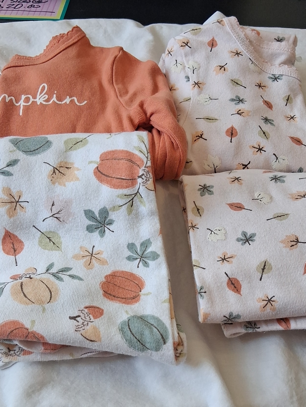 2 Sets Of Pajamas For Kids Pumpkin Pink Long-Sleeve Tops- Soft Floral Print🍁🍃